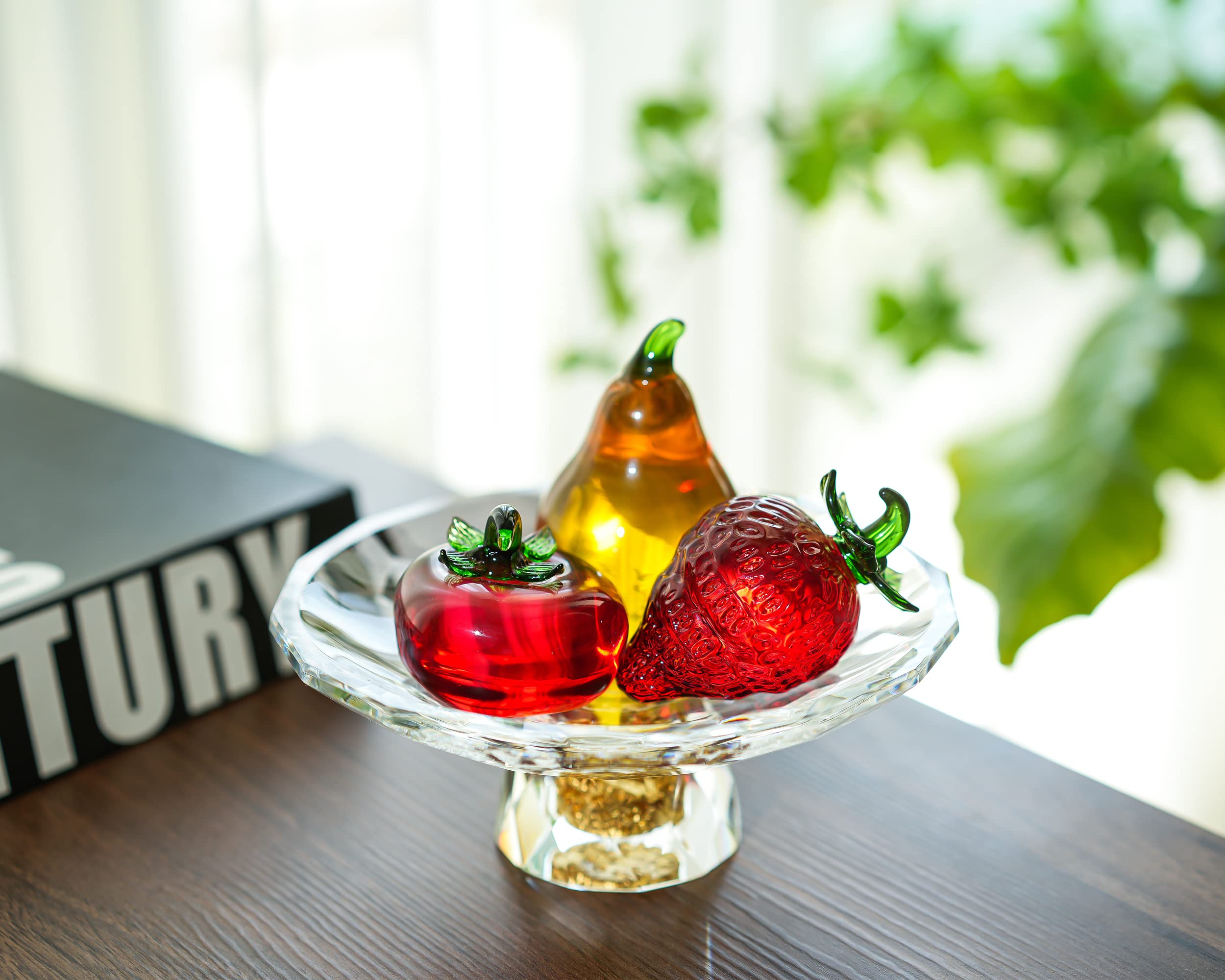 Amazon.co.jp: ガラスレッドストロベリー置物 クリスタルフルーツ